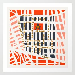 SOHO MAP NYC PINK Art Print