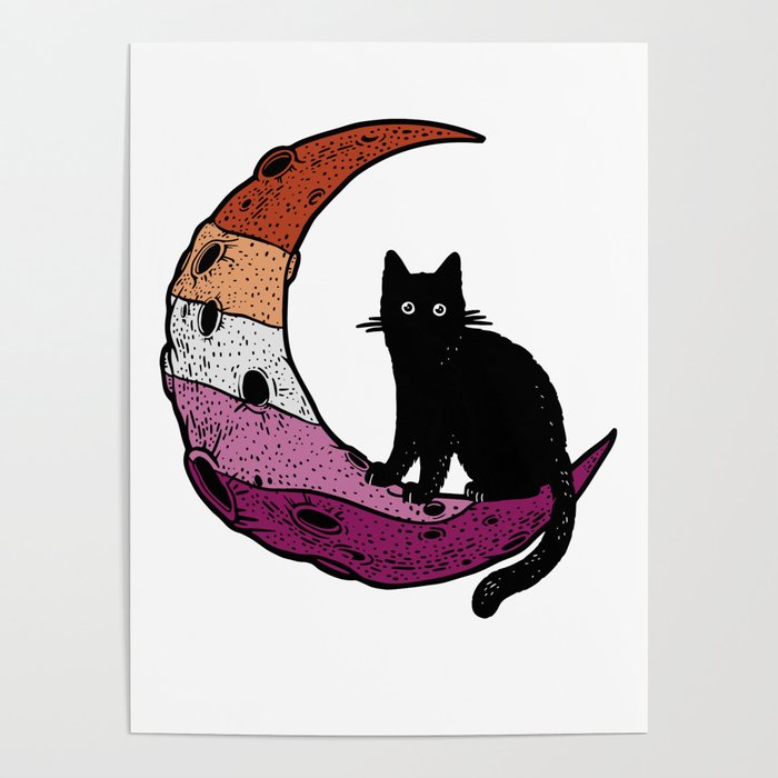 Lesbian Cat Moon Poster