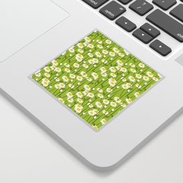 Retro Modern Summer Daisy Flowers On Light Green Sticker