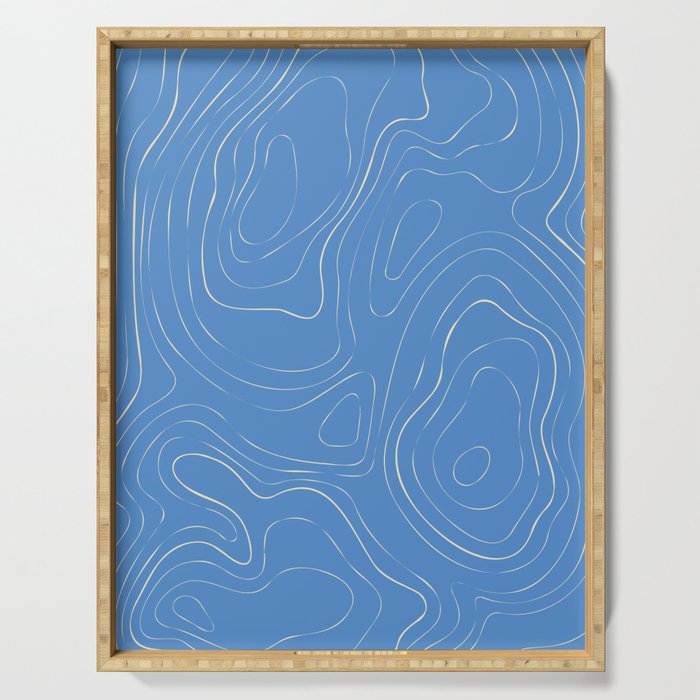 Blue Trailblazer Topographic Map - Hiking Poster Serving Tray