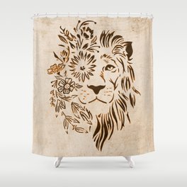 Lion Flower Face Shower Curtain