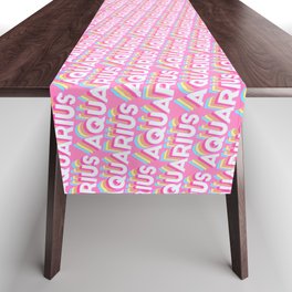 Aquarius Trendy Rainbow Text Pattern (Pink) Table Runner