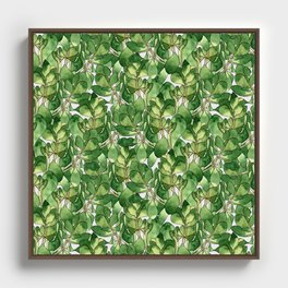 Botanical Nature Green Pattern Framed Canvas