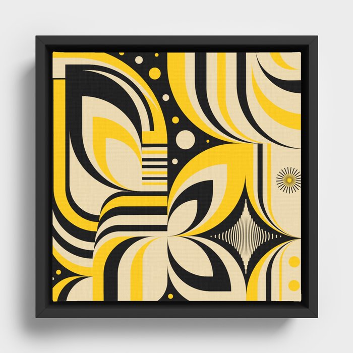 Yellow Black Dream Framed Canvas