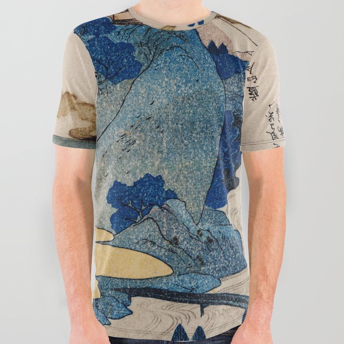 Cottages On Cliffs Traditional Japanese Landscape All Over Graphic Tee