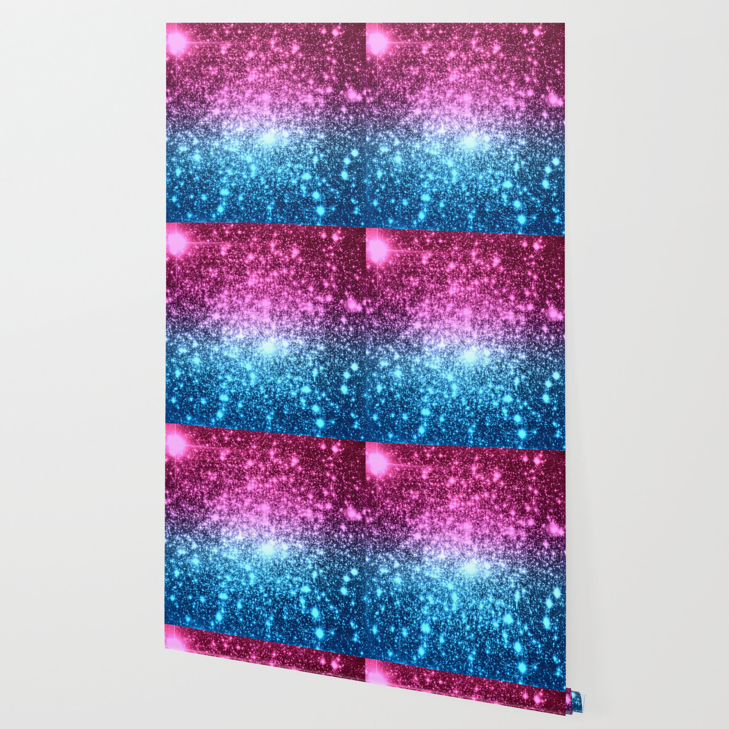 Galaxy Sparkle Stars Hot Pink Blue Wallpaper By Vintageappeal623