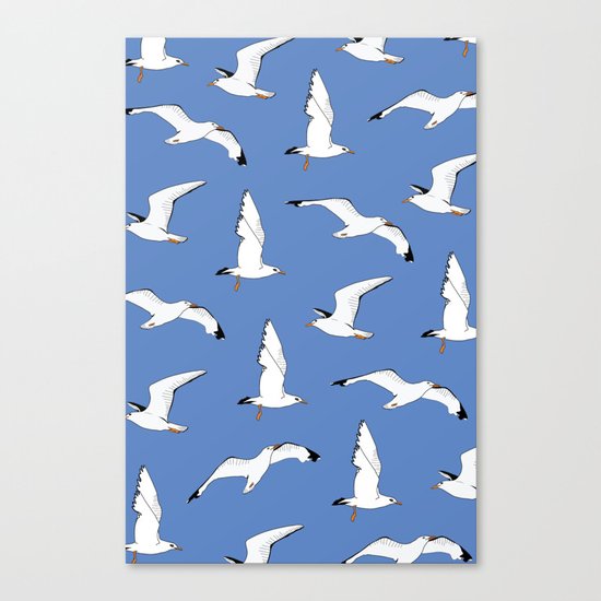 Gathering Seagulls at the Cricket Canvas Print