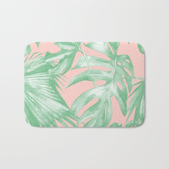 Island Love Seashell Pink Coral + Green Bath Mat
