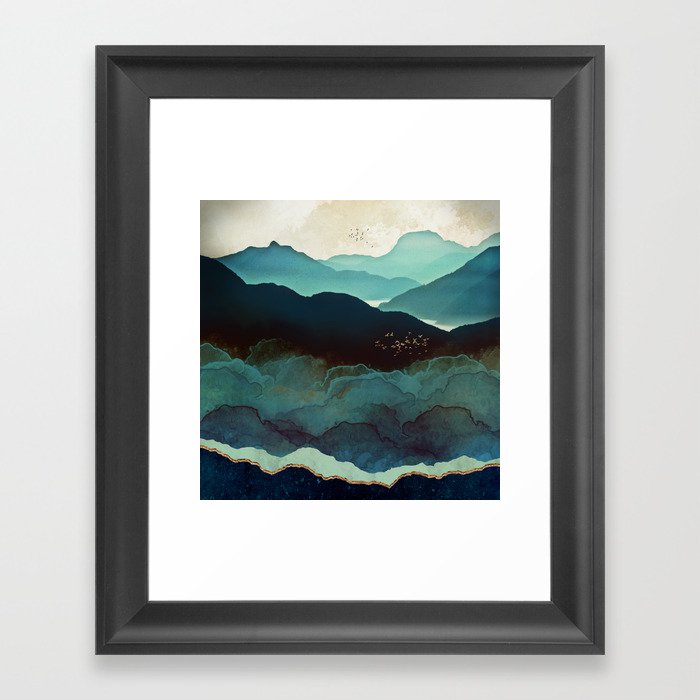 Indigo Mountains Framed Art Print