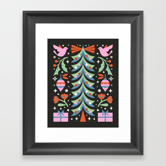 Scandi Christmas - Dark Framed Art Print
