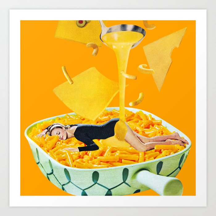 Cheese Dreams Kunstdrucke | Collage, Cheese, Essen, Mac-and-cheese, Macaroni-and-cheese, Lustig, Humor, Vintage, Retro, Collage