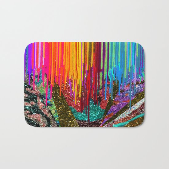 Peacock Mermaid SUNSET Abstract Geometric Bath Mat