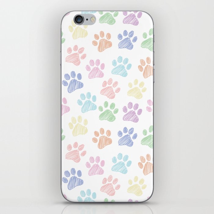 Colorful Paws doodle seamless pattern. Digital Illustration Background. iPhone Skin
