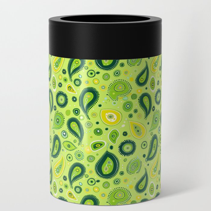 Green paisley hues Can Cooler