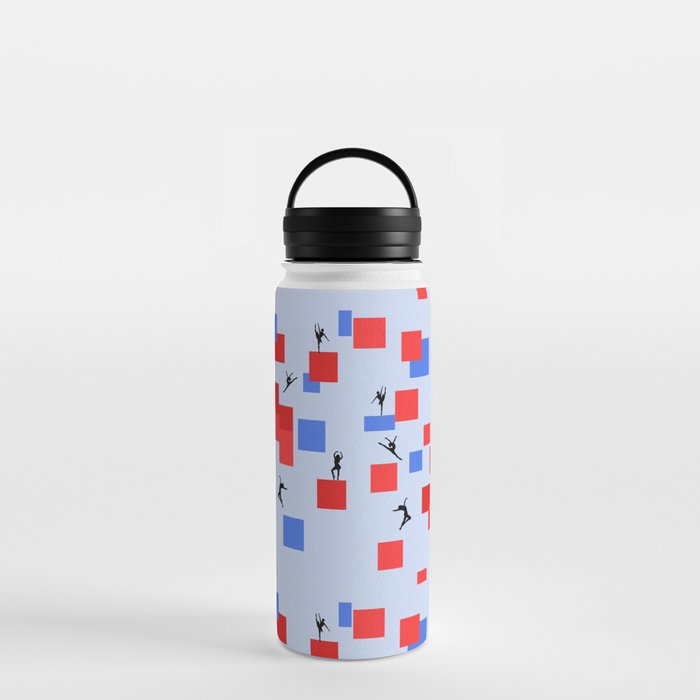 Dancing like Piet Mondrian - Composition in Color A. Composition with Red, and Blue on the light blue background Water Bottle