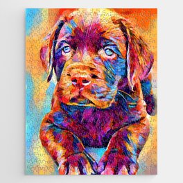Labrador Puppy 4 Jigsaw Puzzle | Puppy, Chocolatelab, Baby, Yellow, Mammal, Painting, Animal, Cute, Young, White 