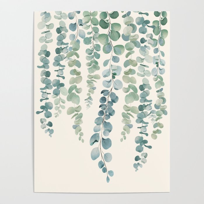 Watercolor Eucalyptus Leaves Poster
