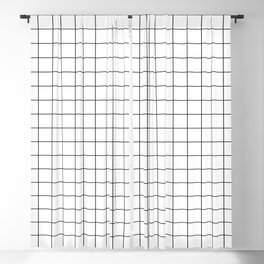 Large Black Grid on White Blackout Curtain