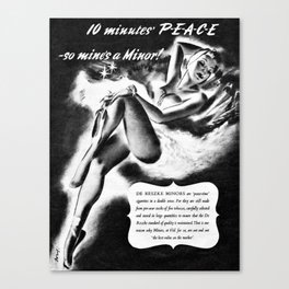 1930 Vintage sultry cigarette ad 10 minutes of peace to smoke her cigarette advertisement poster / posters Canvas Print