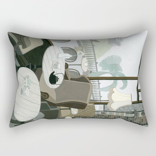 Cafe With A View Of The Castle Rectangular Pillow