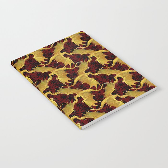 Golden dragons on an ornate background Notebook
