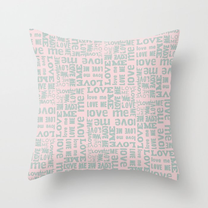 Valentine Love Me Typography Pattern - Mix & Match with Simplicty of life Throw Pillow