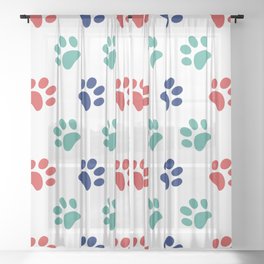 dog paw print pattern Sheer Curtain