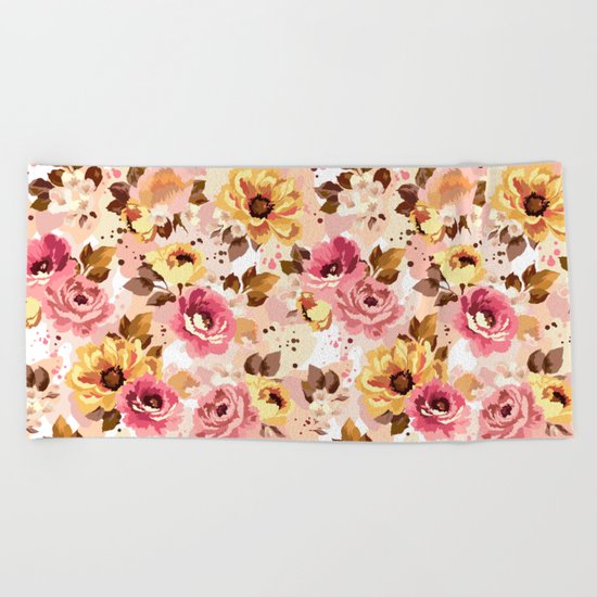 Pattern Flowers 01 Beach Towel
