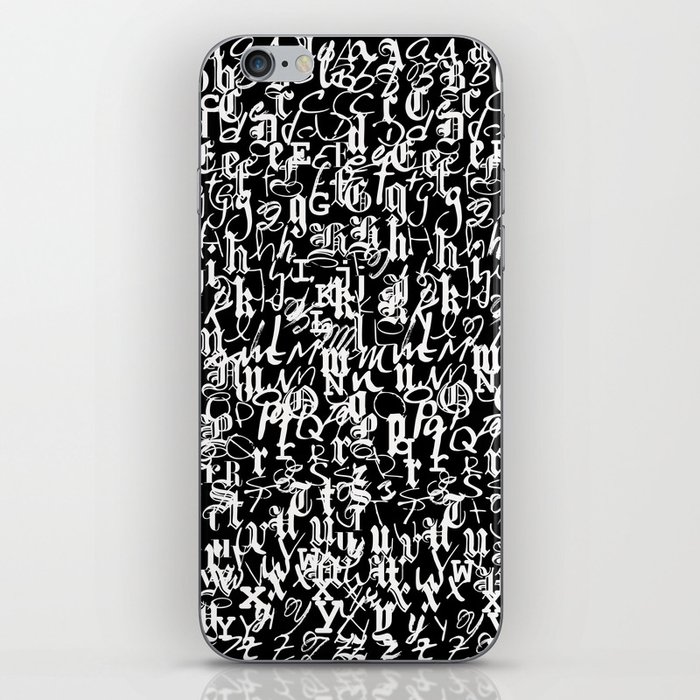 alphabet letters black and white - typography font  pattern iPhone Skin