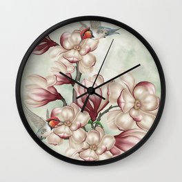 Magnolia Hummingbirds Wall Clock