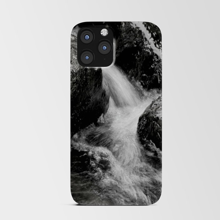 Tumbling Cascading Waters of the Scottish Highlands in Black and White iPhone Card Case