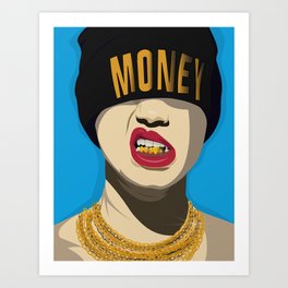 Money Cap Girl Art Print
