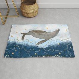 Flying Seal - Rising Waters Surreal Climate Change  Rug