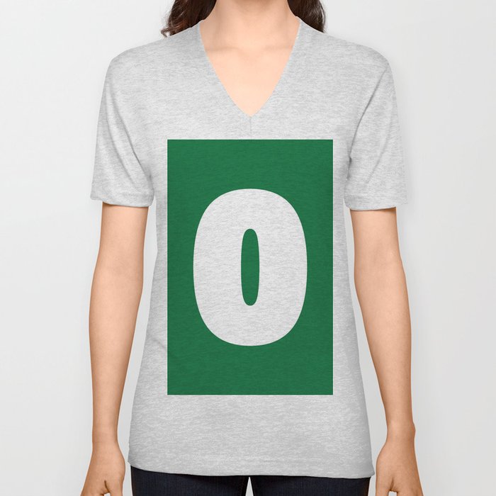 0 (White & Olive Number) V Neck T Shirt