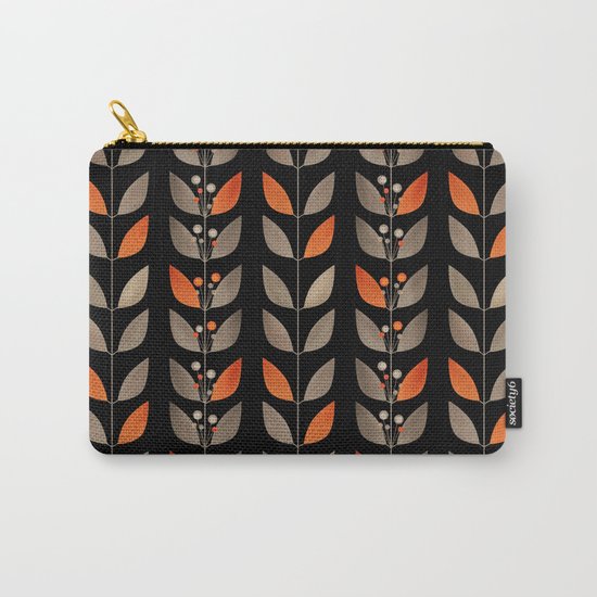Retro . Berry sprigs on a black background . Carry-All Pouch