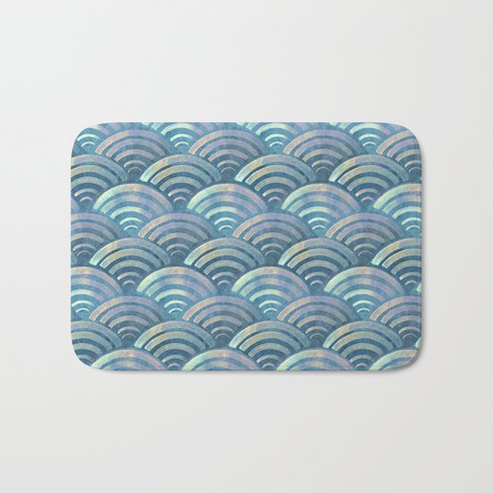 Colorful fish scales pattern Bath Mat