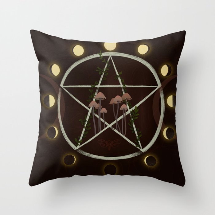 Wiccan magic circle Throw Pillow