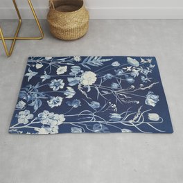 Cyanotype Painting (Roses, Orchids, Tulips, Fern, Fritillarias, etc) Rug