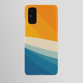 Abstract colorful landscape with wavy sea and sun Android Case