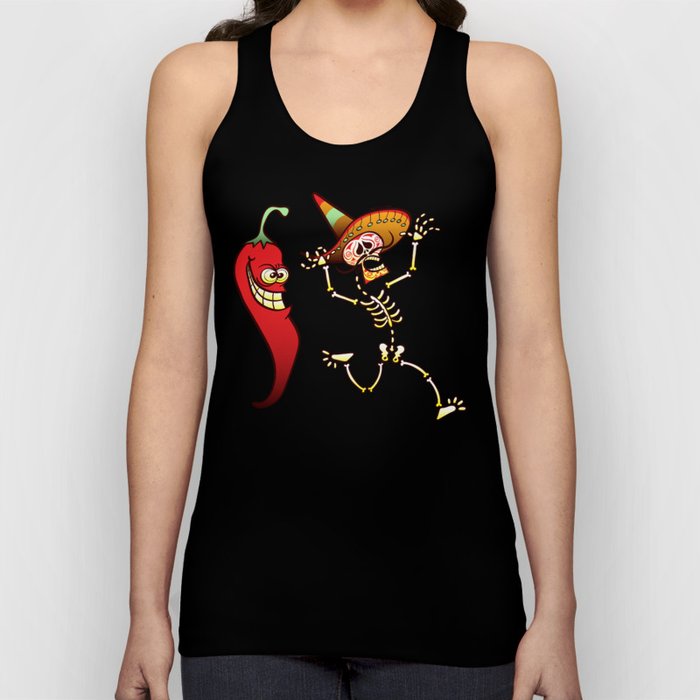 Hot Chili Pepper Nightmare for a Mexican Skeleton Tank Top