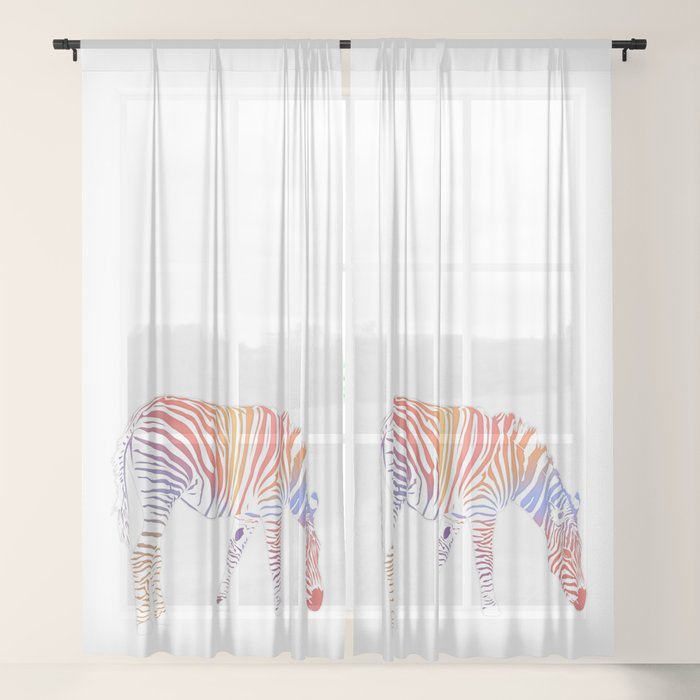 I Met Rainbow Zebra In My Dream Sheer Curtain By Kinkdesign Society6 I Met Rainbow Zebra In My Dream Sheer Curtain