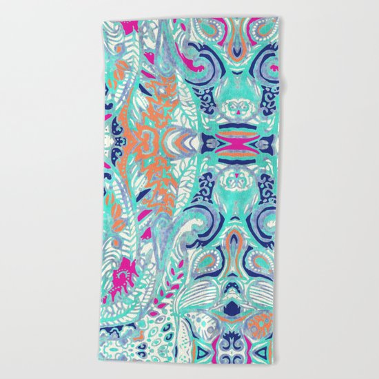 Bright Damask Jungle Beach Towel