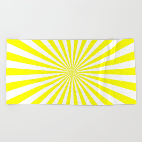 Starburst (Yellow/White) Beach Towel