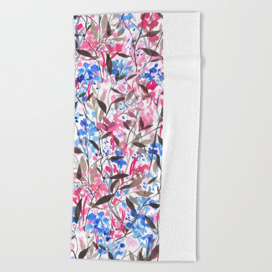 Wandering Wildflowers Pink Beach Towel