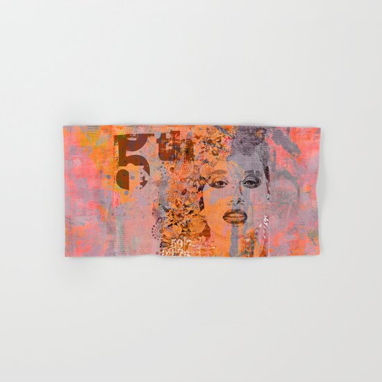 Wild Woman modern face mixed media art Hand & Bath Towel