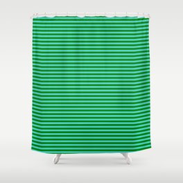 [ Thumbnail: Turquoise & Green Colored Striped Pattern Shower Curtain ]