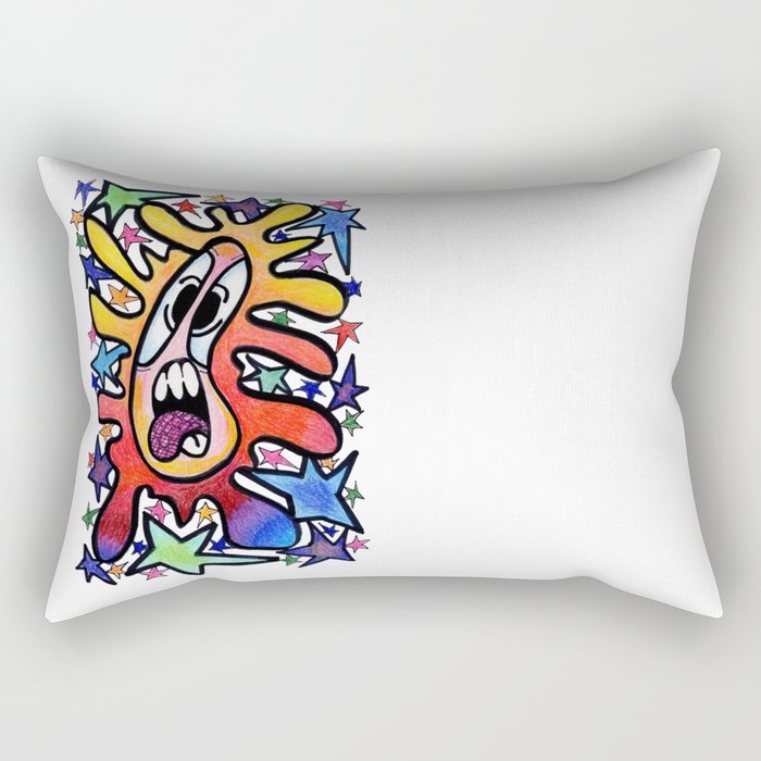 Colorful Flower with Stars Rectangular Pillow