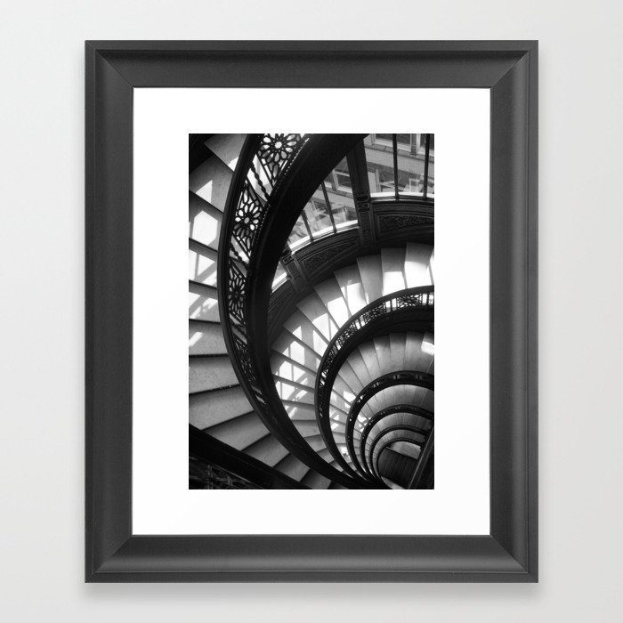 Rookery Building Staircase I (Black & White), Chicago Framed Art Print