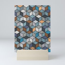 Colorful Concrete Cubes - Blue, Grey, Brown Mini Art Print