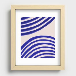 Abstract Navy Blue Lines Recessed Framed Print